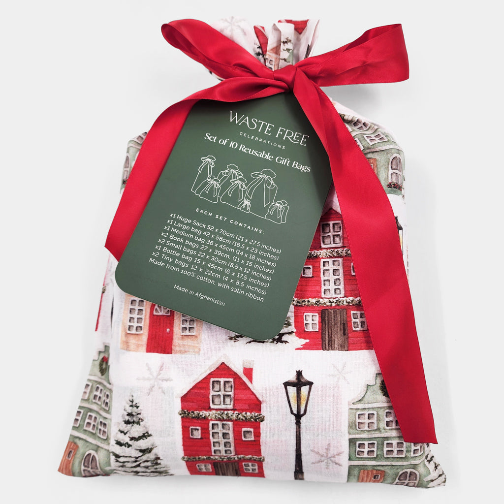 Christmas Cottages (Reusable Gift Bag Set)